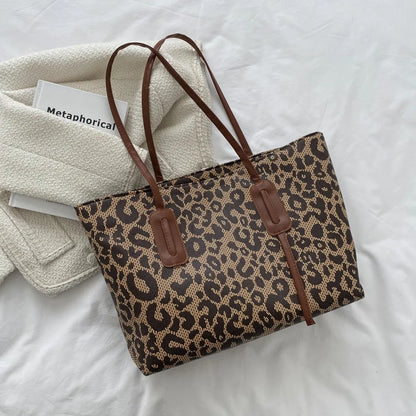 PU Leather Leopard Tote Bag - Premium Tote Bag from Trendsi - Just $39.99! Shop now at Handbags Specialist Headquarter