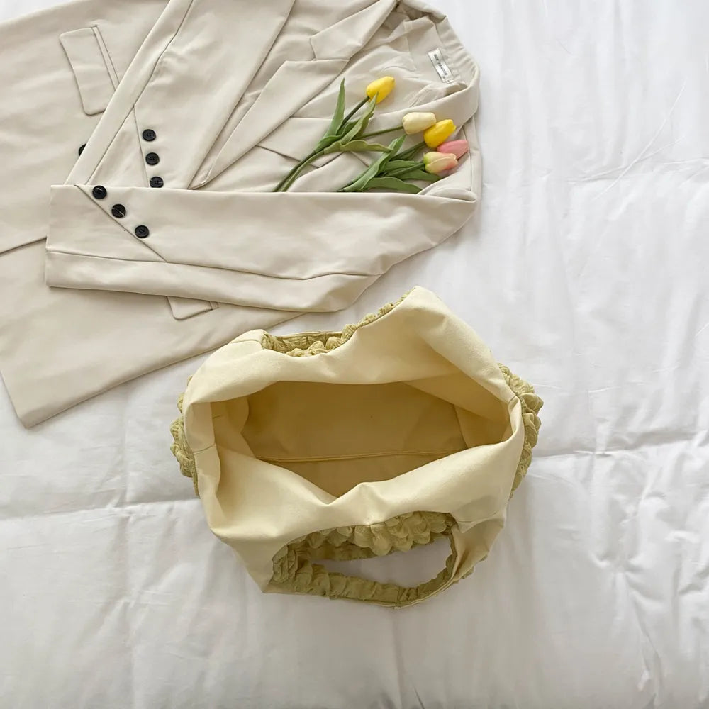 Ruched Polyester Large Handbag - Premium Tote Bag from Trendsi - Just $39.99! Shop now at Handbags Specialist Headquarter