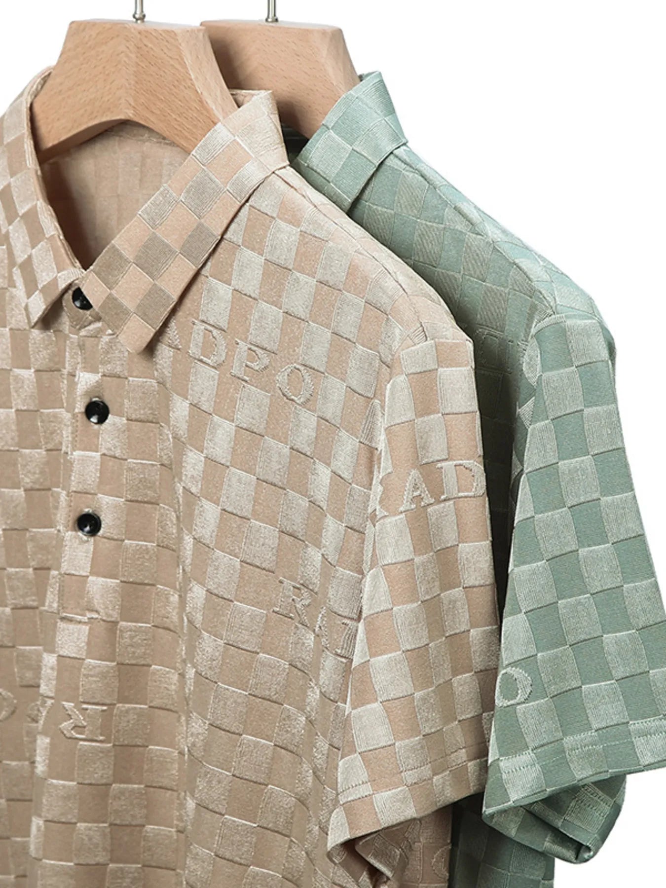 Men's Plus Size Checkered Pattern Short Sleeve Casual Polo Shirt - Premium Men's Polo shirt from Trendsi - Just $35.99! Shop now at Handbags Specialist Headquarter