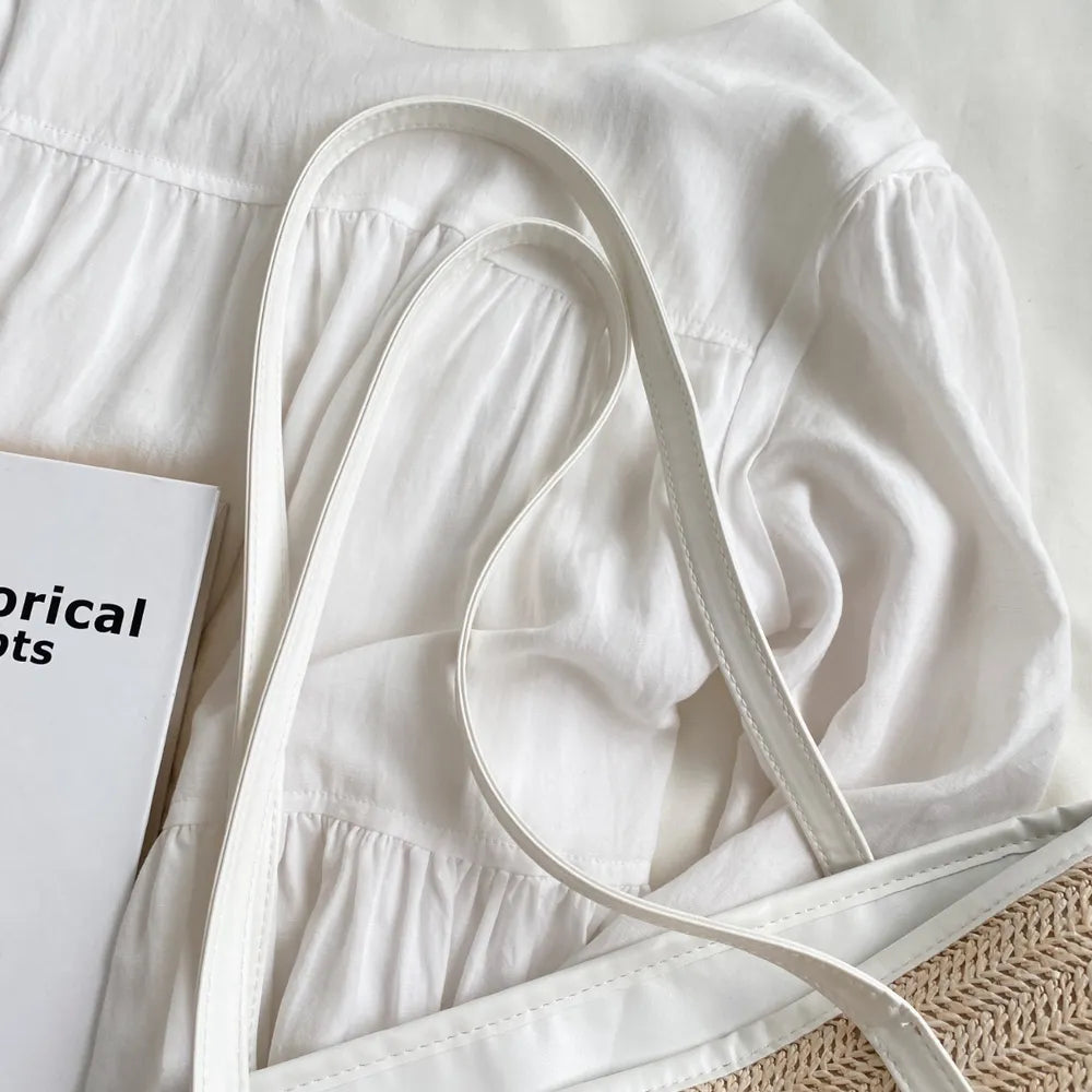 Straw Weave Leather Strap Tote Bag - Premium Tote Bag from Trendsi - Just $39.99! Shop now at Handbags Specialist Headquarter