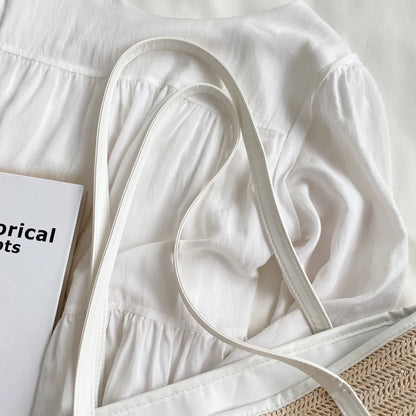 Straw Weave Leather Strap Tote Bag - Premium Tote Bag from Trendsi - Just $39.99! Shop now at Handbags Specialist Headquarter