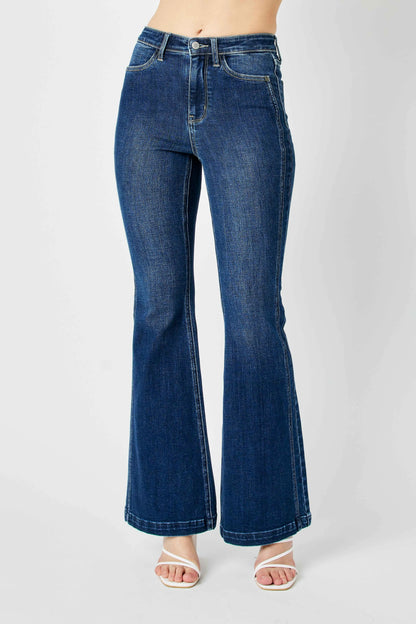 Judy Blue Full Size Hw Angled Side Seam Detail Flare Jeans Plus Size - Premium Women / Jeans & Denim from Trendsi - Just $71.99! Shop now at Handbags Specialist Headquarter