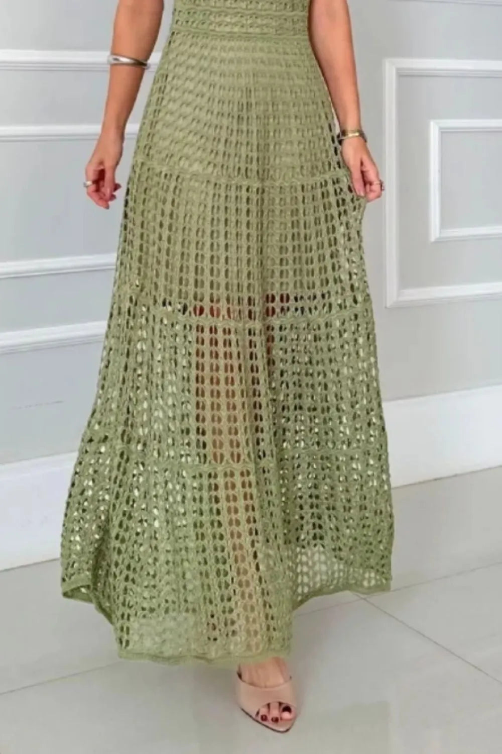 Hollowed-Out Sleeveless Maxi Dress - Premium Maxi Dress from Trendsi - Just $48.99! Shop now at Handbags Specialist Headquarter