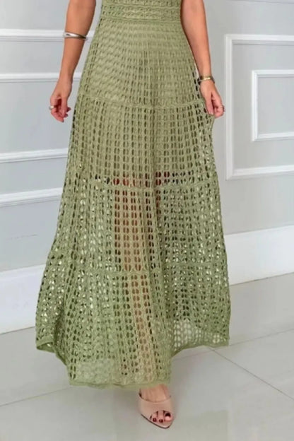 Hollowed-Out Sleeveless Maxi Dress - Premium Maxi Dress from Trendsi - Just $48.99! Shop now at Handbags Specialist Headquarter