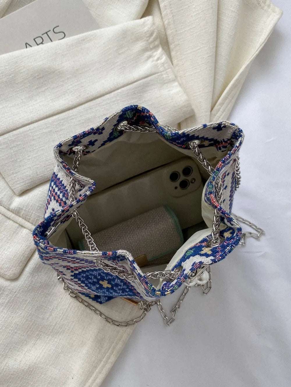 Printed Chain Bucket Bag - Premium Crossbody Bag from Trendsi - Just $19.99! Shop now at Handbags Specialist Headquarter