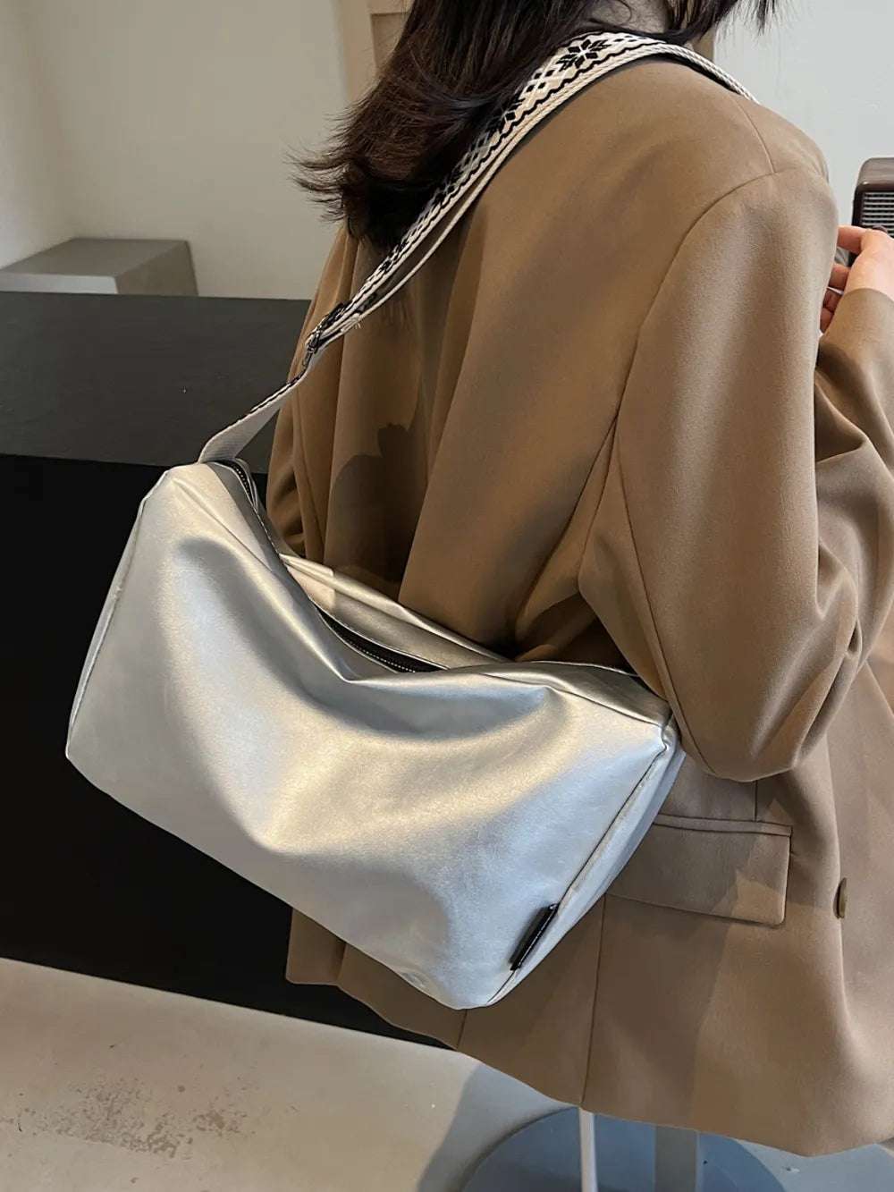 PU Leather Adjustable Strap Crossbody Bag - Premium Crossbody Bag from Trendsi - Just $26.99! Shop now at Handbags Specialist Headquarter