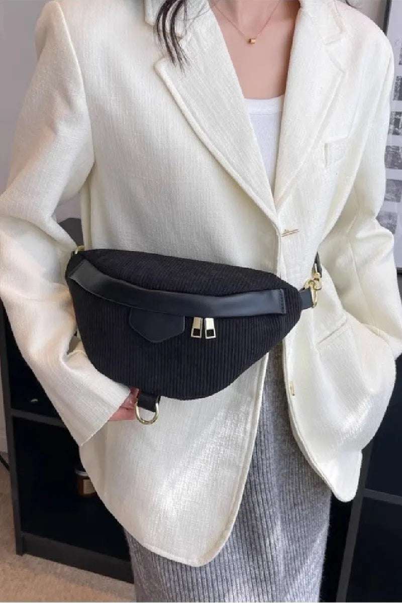 Zenana Corduroy Crossbody Bag with Removable Strap - Premium Crossbody Bag from Trendsi - Just $32.99! Shop now at Handbags Specialist Headquarter