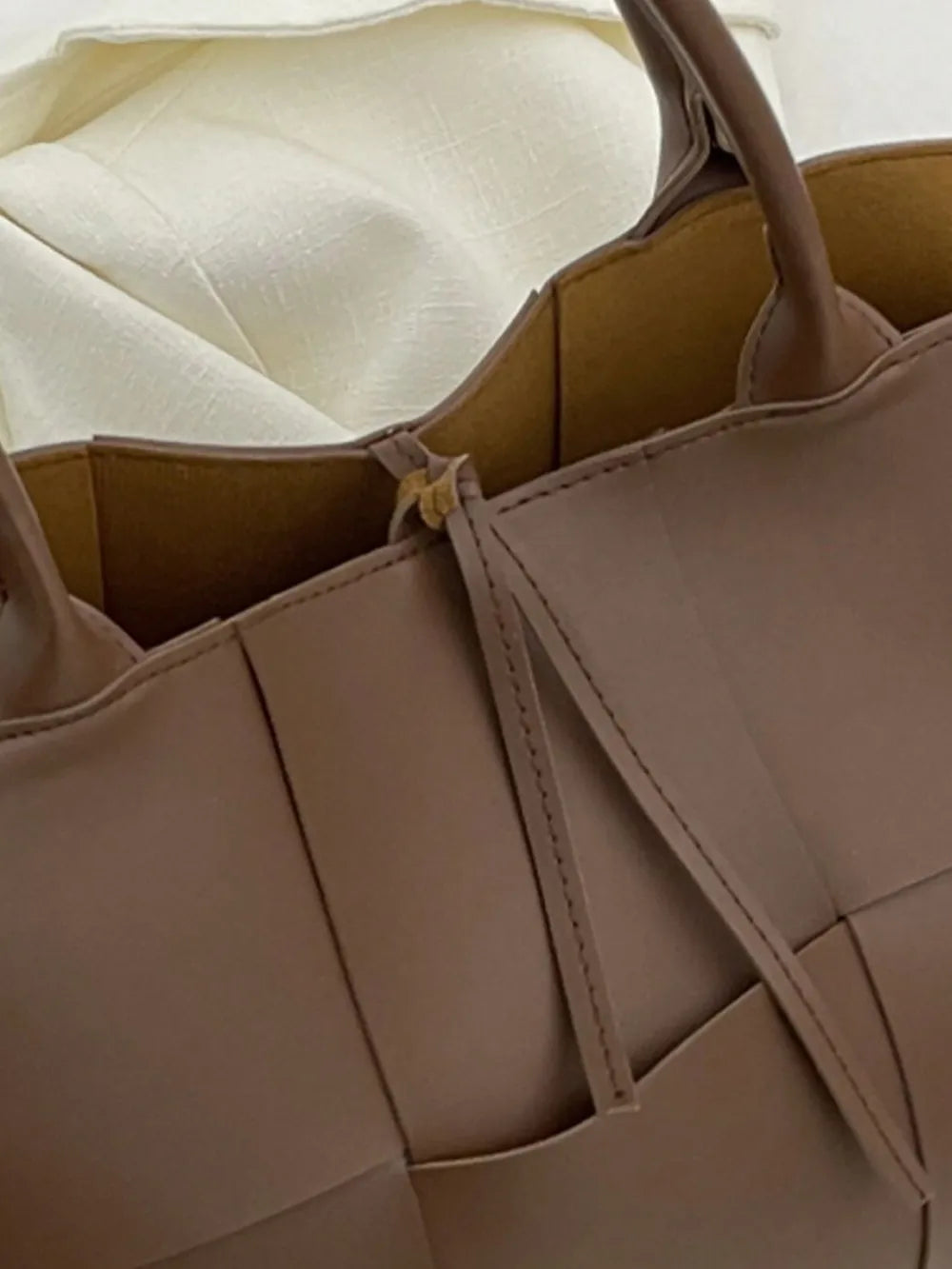 PU Leather Woven Handbag and Clutch Set - Premium handbags from Trendsi - Just $21.99! Shop now at Handbags Specialist Headquarter