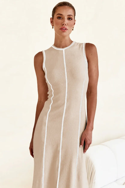 Contrast Stitching Maxi Tank Dress - Premium Maxi Dress from Trendsi - Just $32.99! Shop now at Handbags Specialist Headquarter