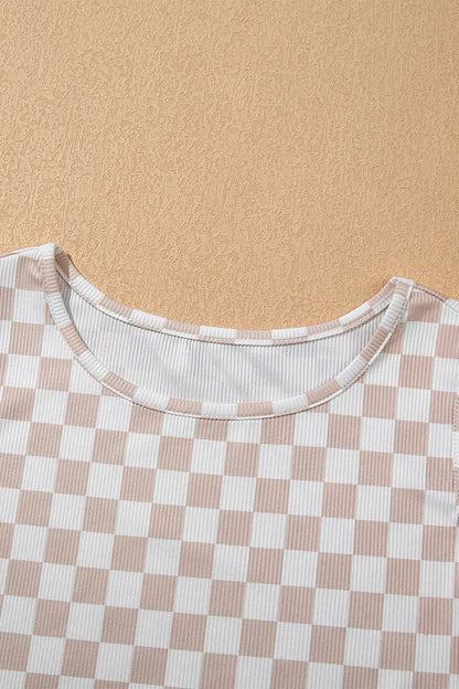 Ribbed Texture Checkered Print Tank and Pants Set - Premium Sleepwear from Trendsi - Just $39.99! Shop now at Handbags Specialist Headquarter