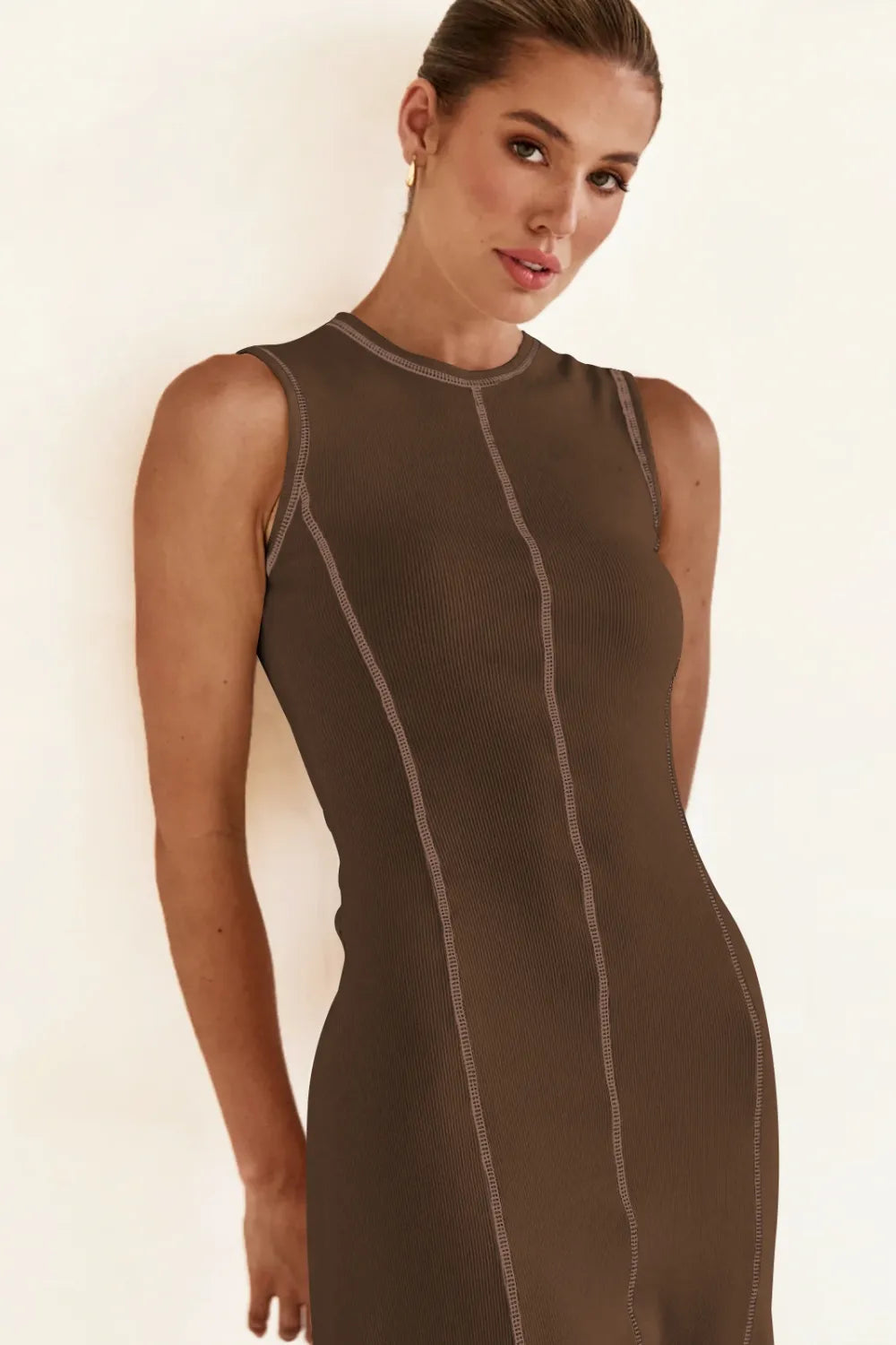 Contrast Stitching Maxi Tank Dress - Premium Maxi Dress from Trendsi - Just $32.99! Shop now at Handbags Specialist Headquarter