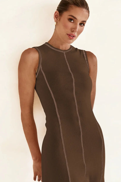 Contrast Stitching Maxi Tank Dress - Premium Maxi Dress from Trendsi - Just $32.99! Shop now at Handbags Specialist Headquarter