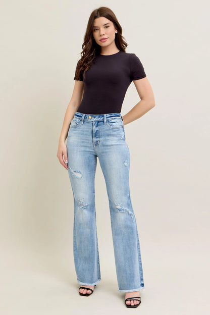 Judy Blue Full Size Hw Flare Jeans W/ Shield Pockets Plus Size - Premium Women / Jeans & Denim from Trendsi - Just $68.99! Shop now at Handbags Specialist Headquarter