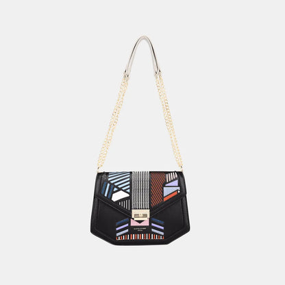 David Jones Geometric Print Crossbody Bag - Premium Crossbody Bag from Trendsi - Just $44.99! Shop now at Handbags Specialist Headquarter