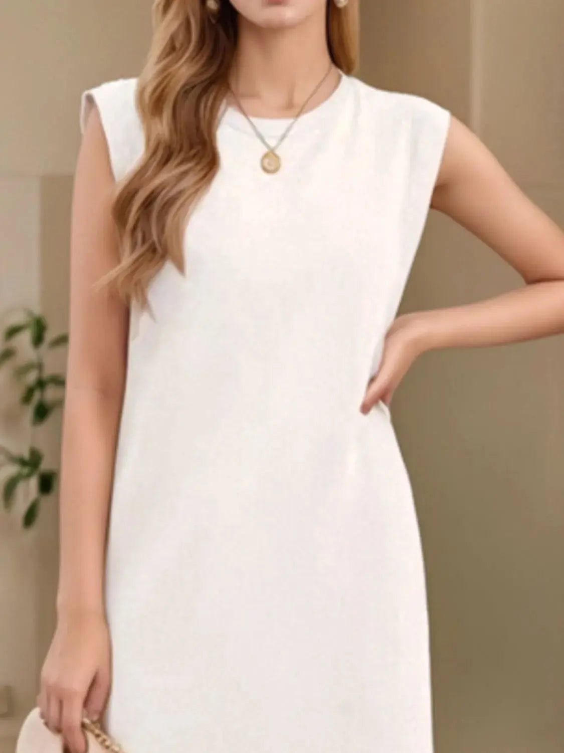 Full Size Slit Round Neck Sleeveless Maxi Tank Dress Plus Size - Premium Women Plus Size from Trendsi - Just $24.96! Shop now at Handbags Specialist Headquarter