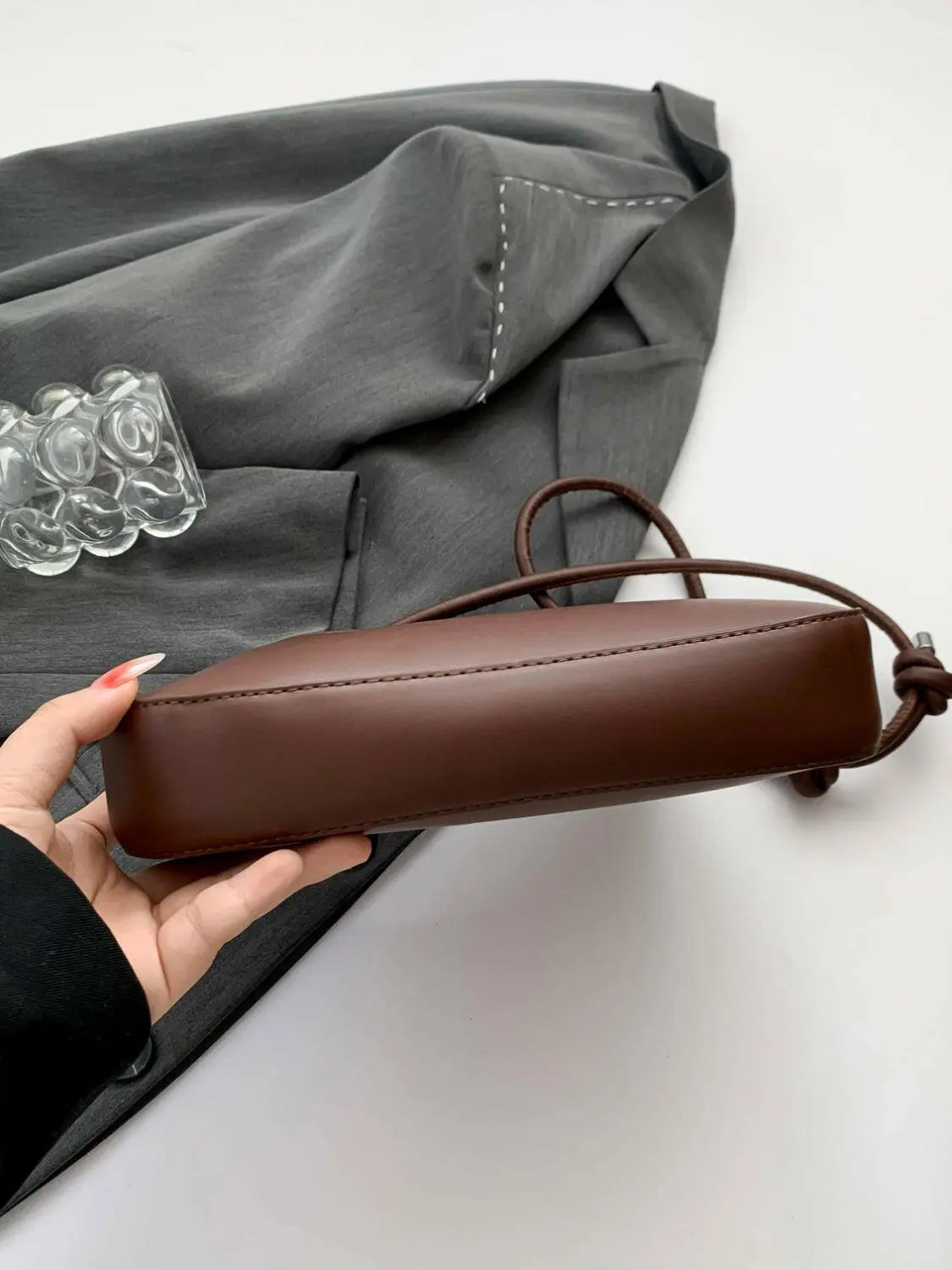 Bow PU Leather Knotted Strap Handbag.