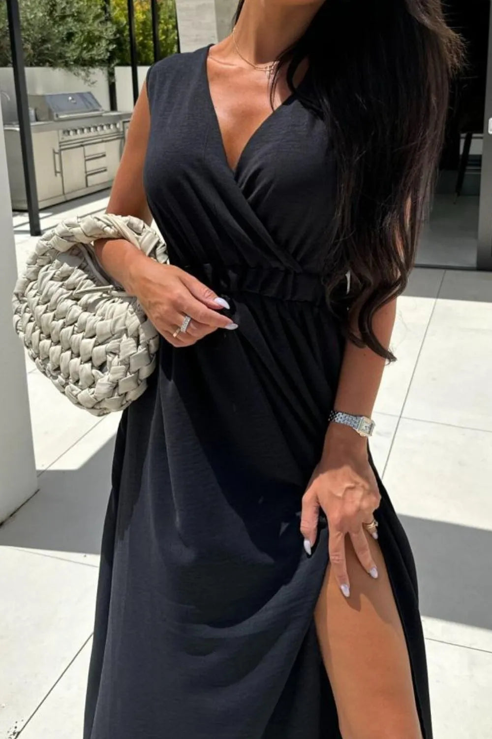 Surplice Sleeveless Slit Maxi Dress - Premium Maxi Dress from Trendsi - Just $34.99! Shop now at Handbags Specialist Headquarter