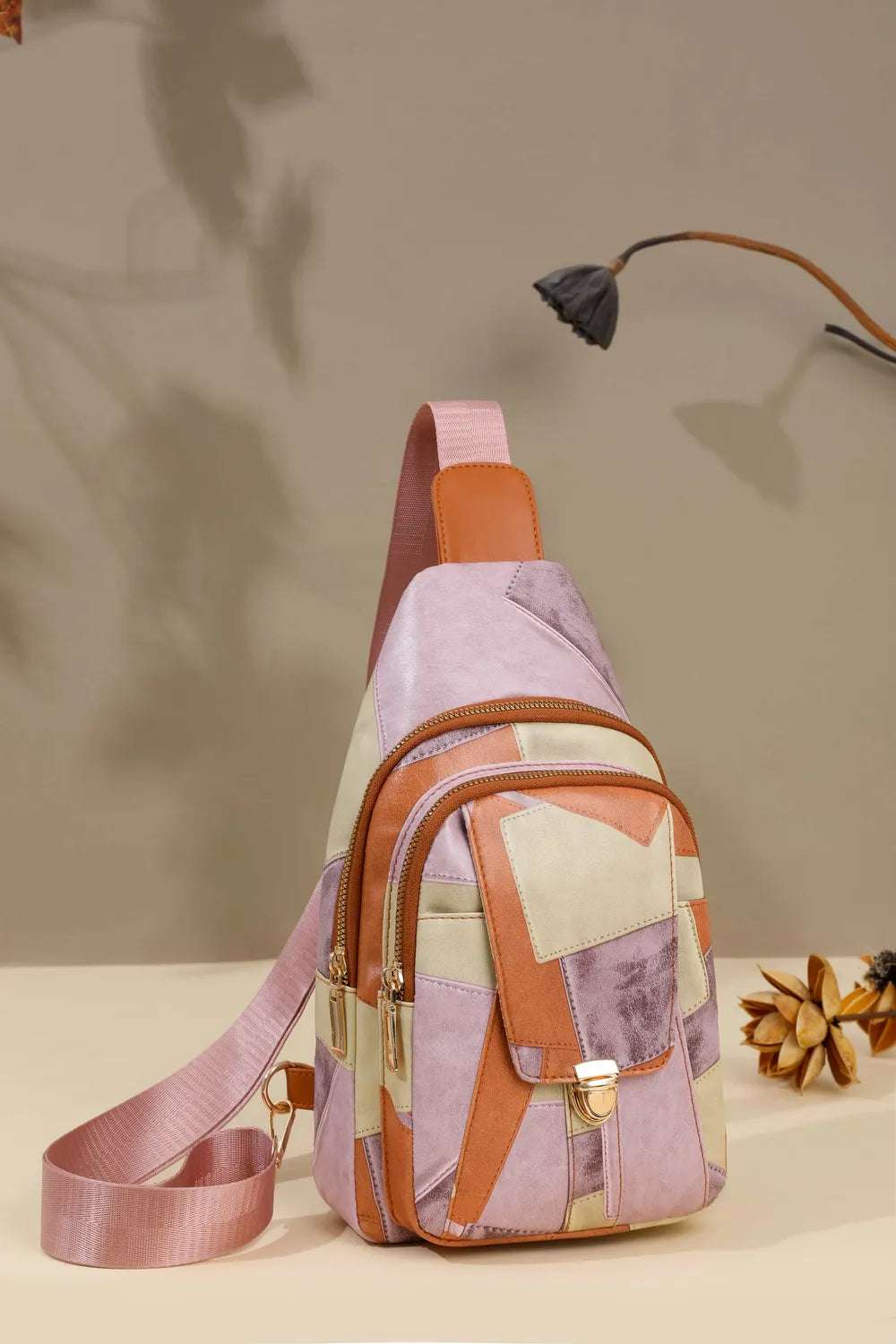 PU Leather Color Block Crossbody Bag - Premium Crossbody Bag from Trendsi - Just $29.99! Shop now at Handbags Specialist Headquarter