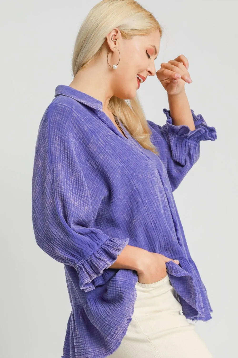 Umgee Plus Size Size Mineral Washed Cotton Gauze Top - Premium Dresses from Trendsi - Just $55.99! Shop now at Handbags Specialist Headquarter