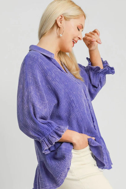 Umgee Plus Size Size Mineral Washed Cotton Gauze Top - Premium Dresses from Trendsi - Just $55.99! Shop now at Handbags Specialist Headquarter