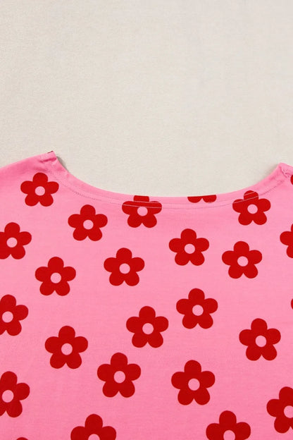 Floral Cropped Tee and Shorts Lounge Set - Premium Sleepwear from Trendsi - Just $25.99! Shop now at Handbags Specialist Headquarter