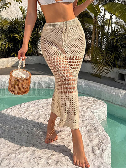 Tied Hollow Out Cover-Up Skirt - Premium Bottoms from Trendsi - Just $23.56! Shop now at Handbags Specialist Headquarter