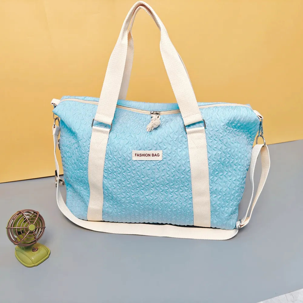 Textured Nylon Travel Bag - Premium travel-bag from Trendsi - Just $44.99! Shop now at Handbags Specialist Headquarter