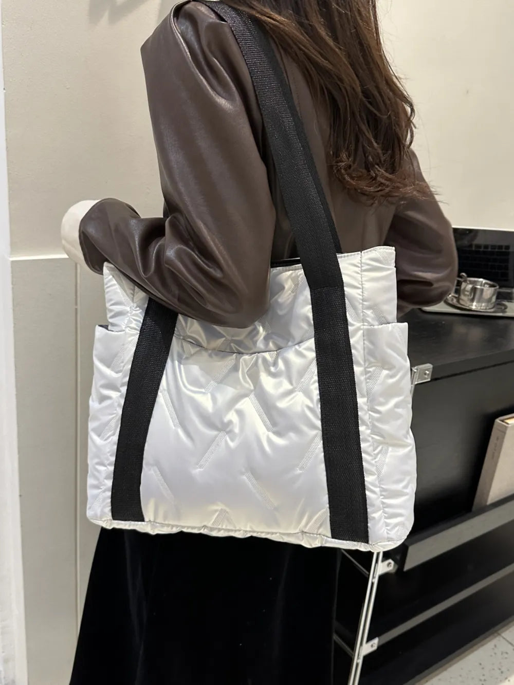 Solid Color Tote Bag with Side Pockets - Premium Tote Bag from Trendsi - Just $39.99! Shop now at Handbags Specialist Headquarter