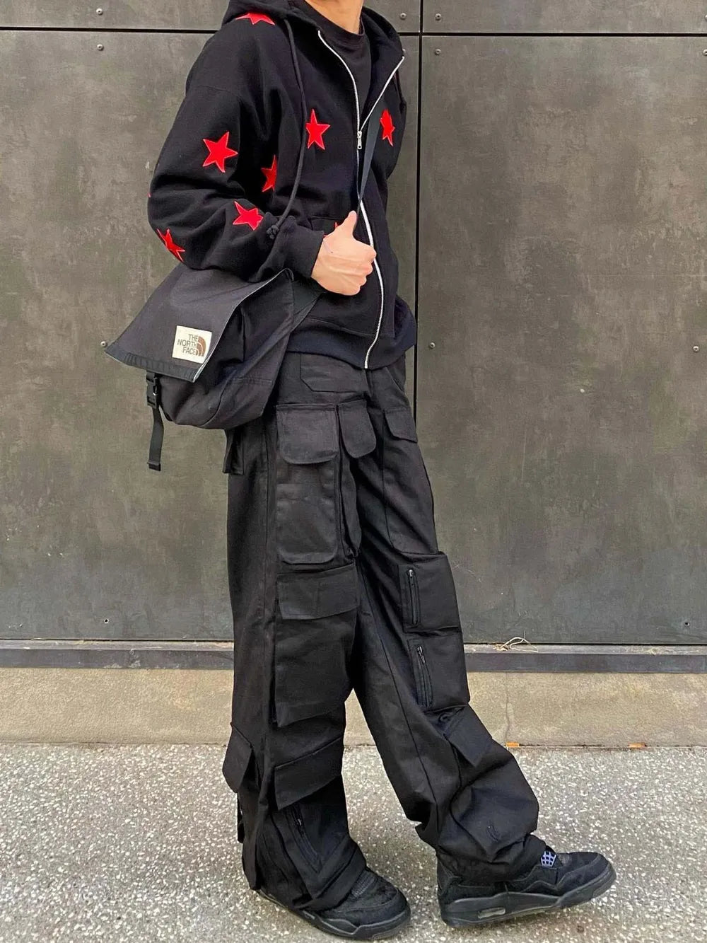 Men's Contrast Star Hooded Zip Up Hoodie - Premium Men's Sweatshirts from Trendsi - Just $35.58! Shop now at Handbags Specialist Headquarter