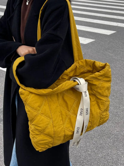 Quilted Nylon Large Tote Bag - Premium Tote Bag from Trendsi - Just $39.99! Shop now at Handbags Specialist Headquarter