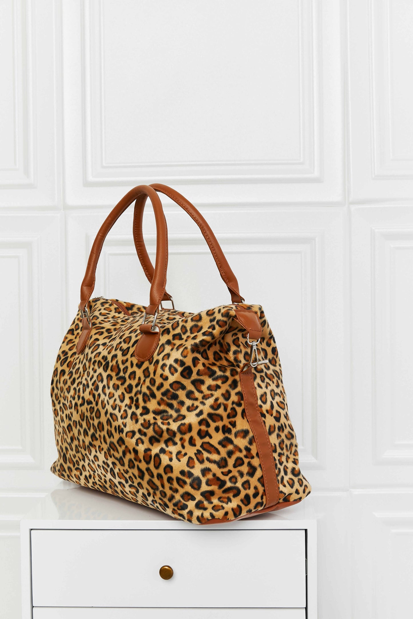 Animal Print Brushed Weekender Bag - Premium Weekender Bag from Trendsi - Just $43.99! Shop now at Handbags Specialist Headquarter