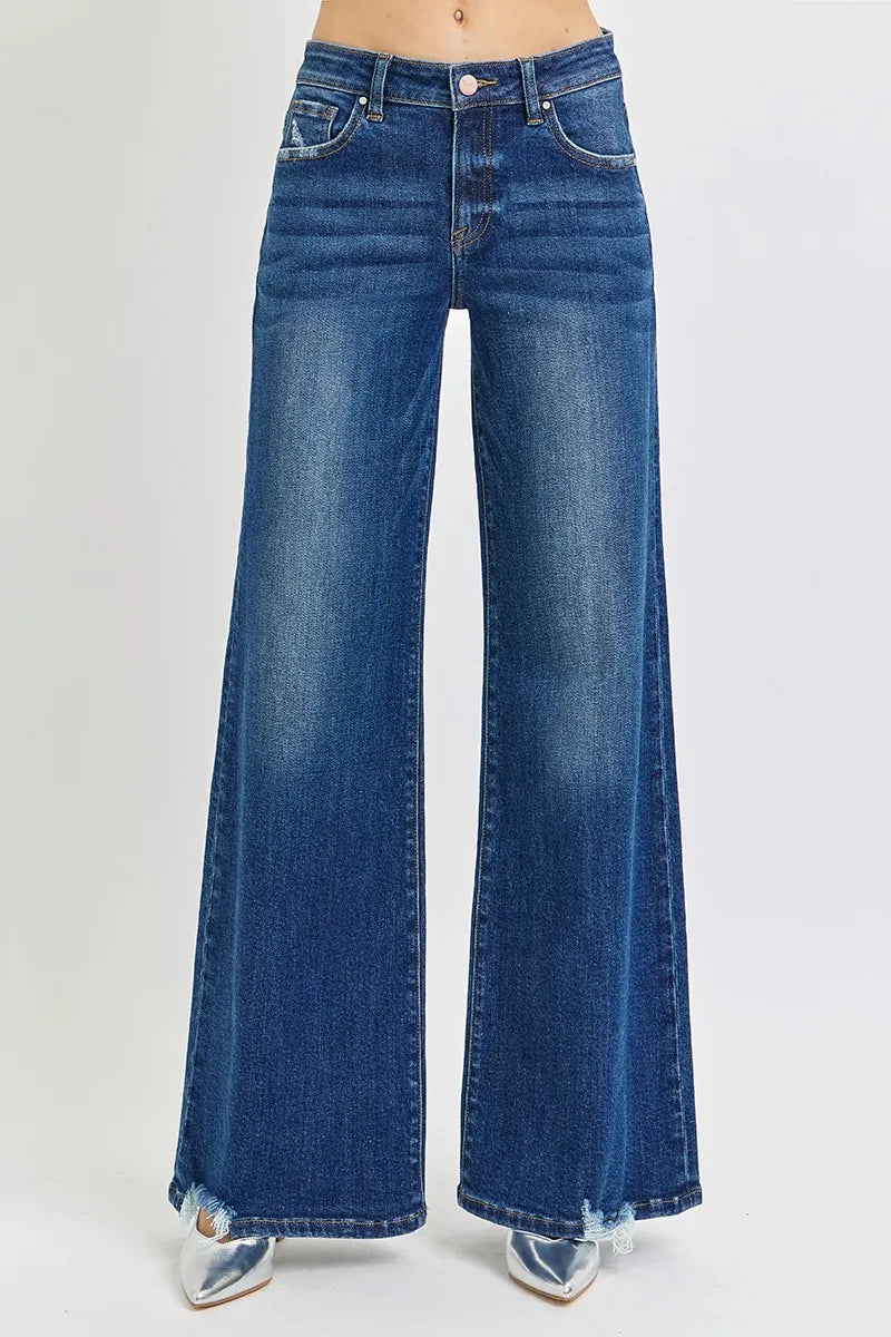RISEN Full Size Mid Rise Wide Jeans Plus Size - Premium Women / Jeans & Denim from Trendsi - Just $67.99! Shop now at Handbags Specialist Headquarter