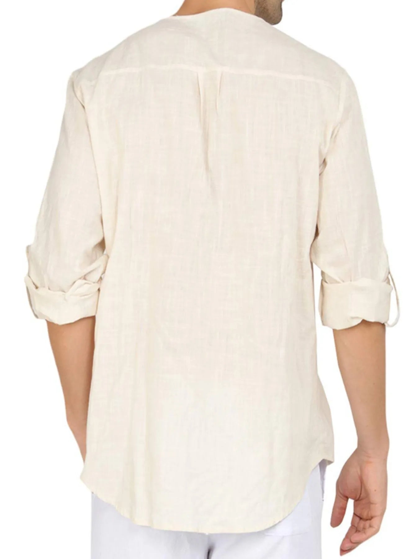 Men's Roll-Up Sleeve Linen Blend Polo Shirt - Premium Men's Polo shirt from Trendsi - Just $24.56! Shop now at Handbags Specialist Headquarter