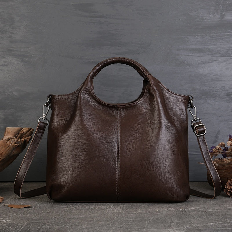Retro Luxe: Genuine Leather Women's Tote