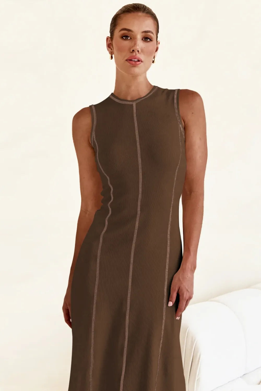 Contrast Stitching Maxi Tank Dress - Premium Maxi Dress from Trendsi - Just $32.99! Shop now at Handbags Specialist Headquarter