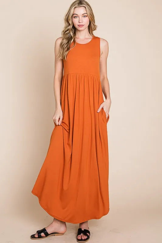 BOMBOM Sleeveless Maxi Dress with Pockets - Premium Maxi Dress from Trendsi - Just $21.99! Shop now at Handbags Specialist Headquarter