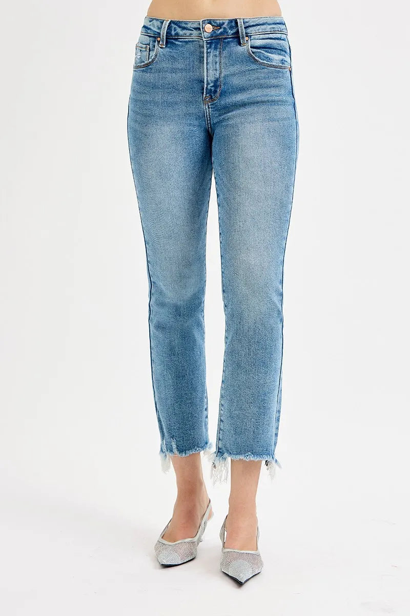 RISEN Full Size High Rise Crop Straight Slim Jeans Plus Size - Premium Women / Jeans & Denim from Trendsi - Just $63.99! Shop now at Handbags Specialist Headquarter