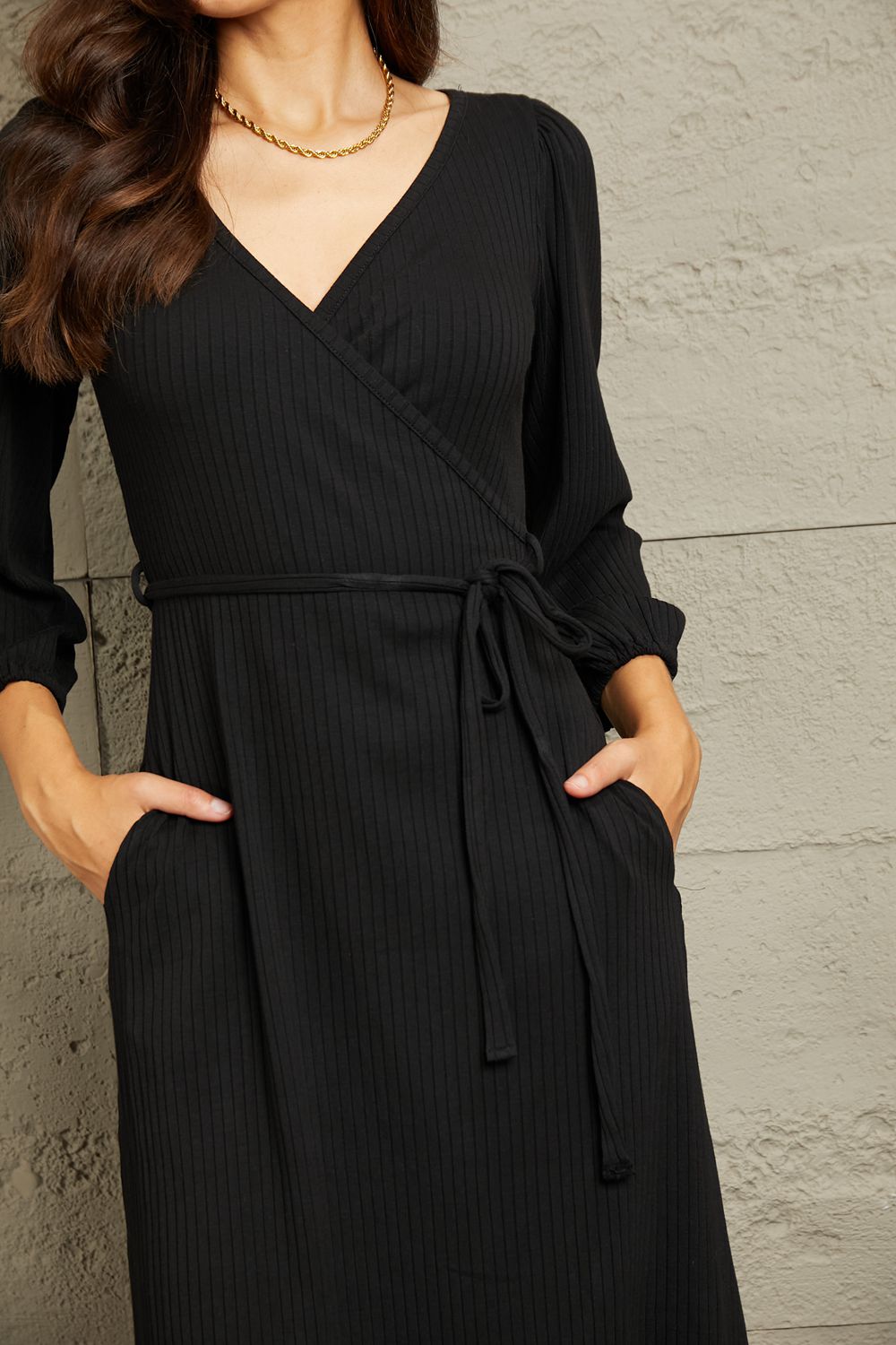 Culture Code Full Size Surplice Flare Ruching Dress - Premium Dresses from Trendsi - Just $27.99! Shop now at Handbags Specialist Headquarter