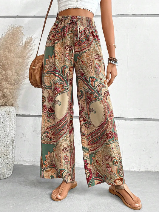 Printed Wide Leg Pants - Premium Women Pants from Trendsi - Just $27.99! Shop now at Handbags Specialist Headquarter