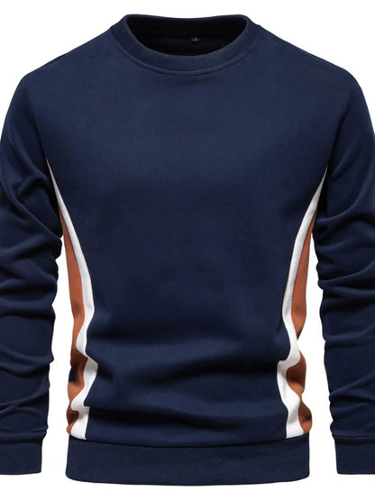 Men's Side Striped Contrast Round Neck Sweatshirt - Premium Men's Sweatshirts from Trendsi - Just $36.54! Shop now at Handbags Specialist Headquarter