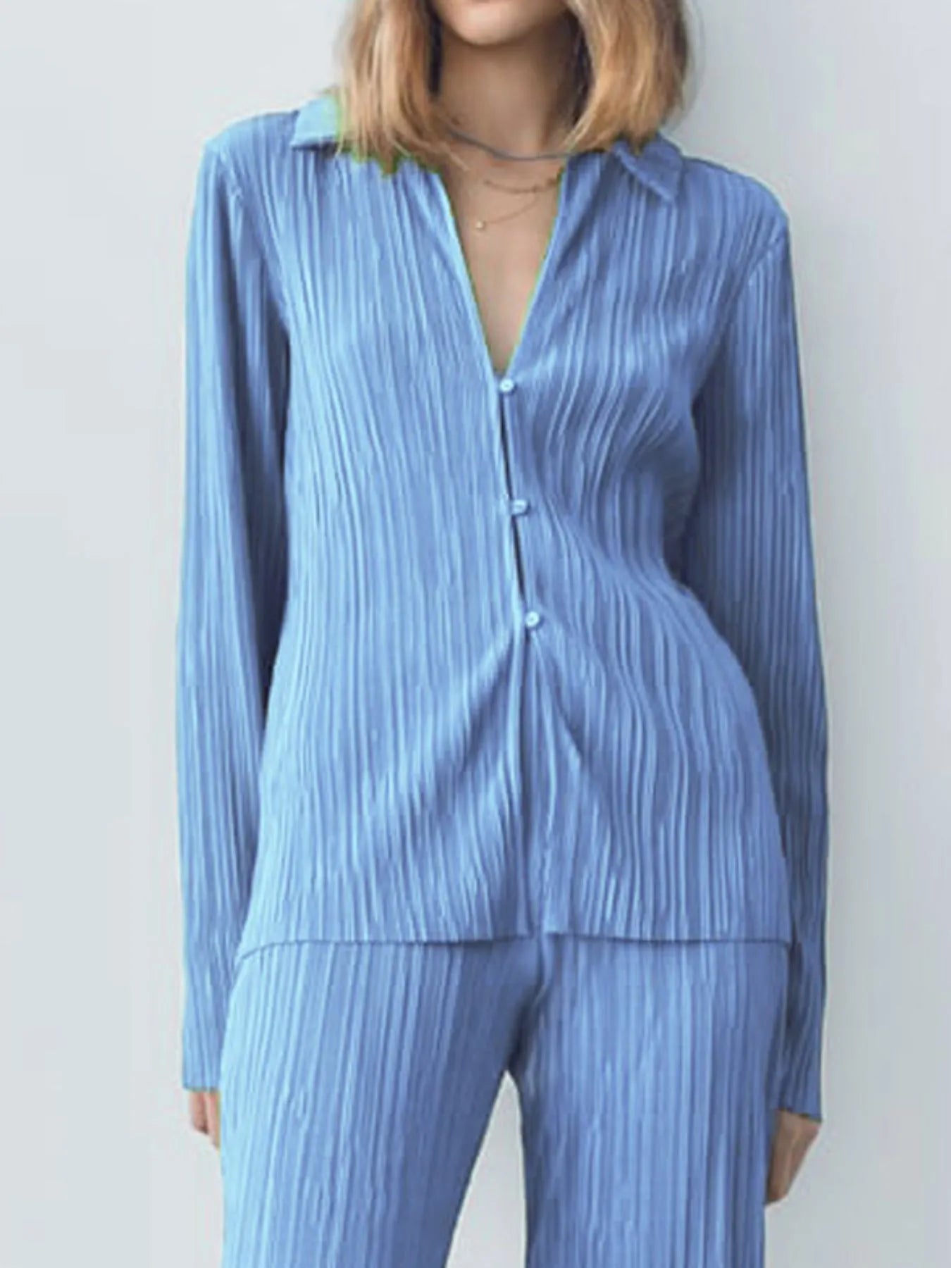 Texture Long Sleeve Top and Pants Lounge Set - Premium Sleepwear from Trendsi - Just $54.99! Shop now at Handbags Specialist Headquarter