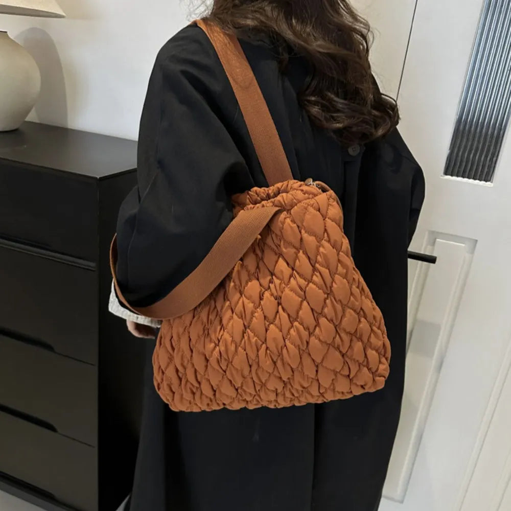 Drawstring Bubble Texture Tote Bag - Premium Tote Bag from Trendsi - Just $39.99! Shop now at Handbags Specialist Headquarter