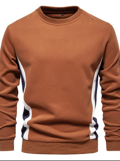 Men's Side Striped Contrast Round Neck Sweatshirt - Premium Men's Sweatshirts from Trendsi - Just $36.54! Shop now at Handbags Specialist Headquarter