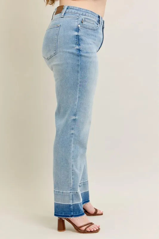 Judy Blue Full Size Mr Release Hem Wide Leg Jeans Plus Size - Premium Women / Jeans & Denim from Trendsi - Just $67.99! Shop now at Handbags Specialist Headquarter