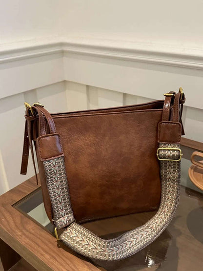 PU Leather Adjustable Strap Crossbody Bag with Pouch - Premium Crossbody Bag from Trendsi - Just $31.99! Shop now at Handbags Specialist Headquarter