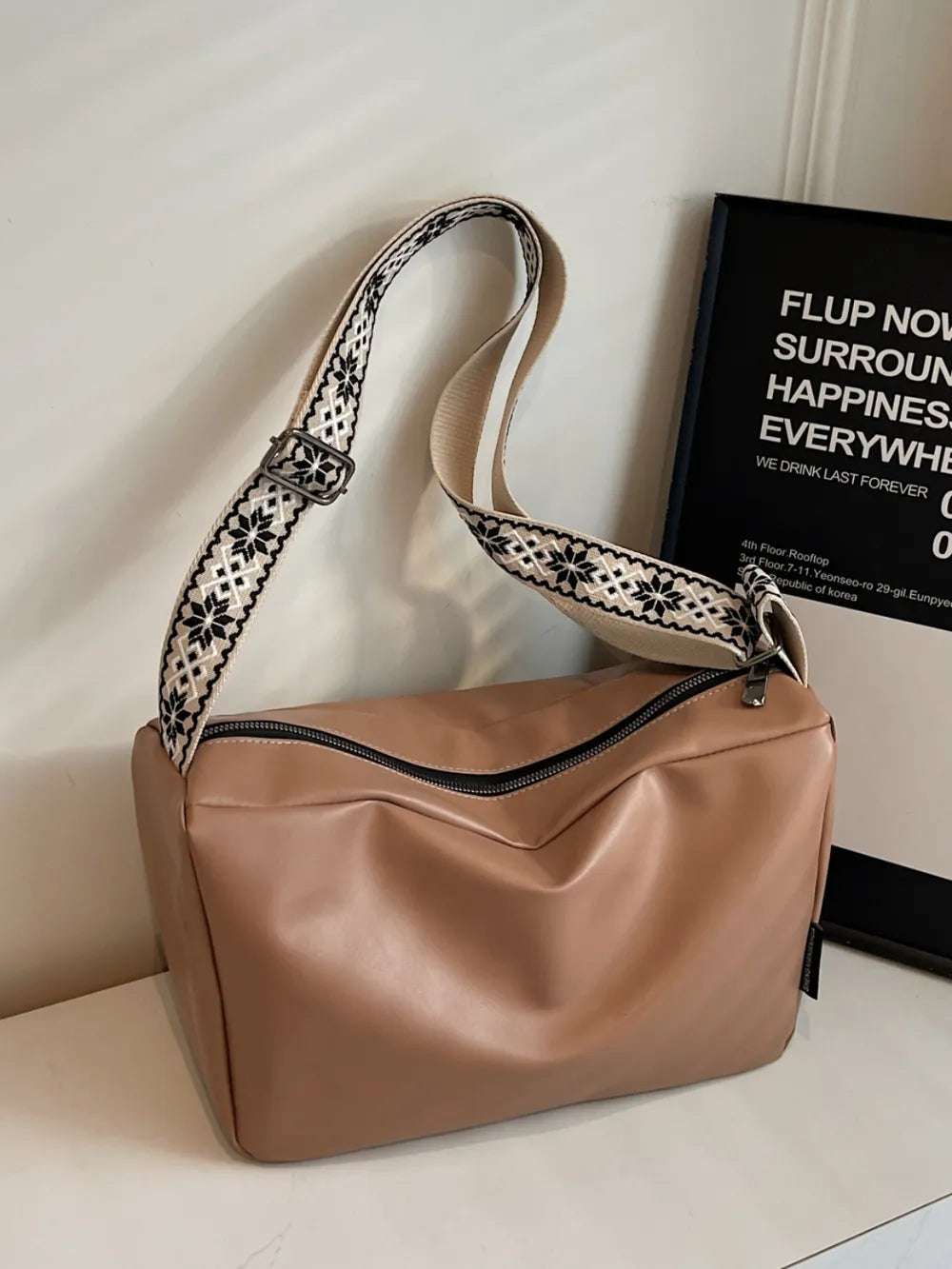 PU Leather Adjustable Strap Crossbody Bag - Premium Crossbody Bag from Trendsi - Just $26.99! Shop now at Handbags Specialist Headquarter