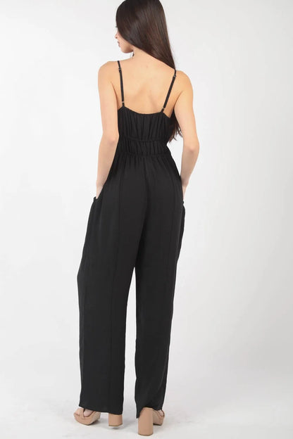 VERY J Pintuck Detail Woven Sleeveless Jumpsuit - Premium Sleepwear from Trendsi - Just $45.99! Shop now at Handbags Specialist Headquarter