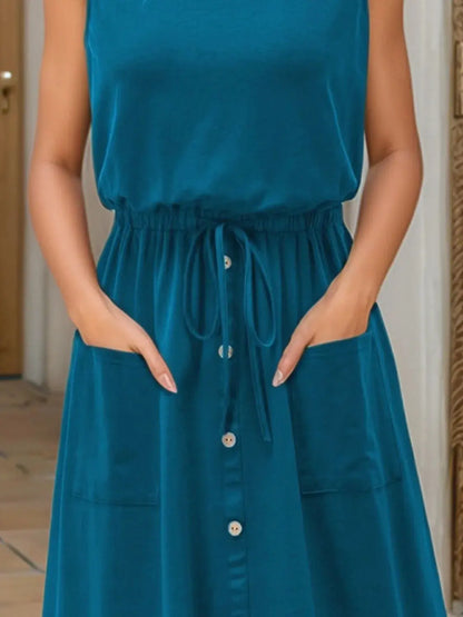 Full Size Round Neck Sleeveless Tank Dress Plus Size.