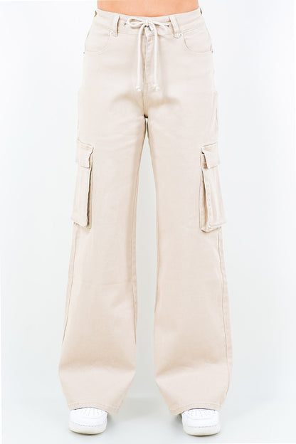 American Bazi Full Size Drawstring Wide Leg Cargo Pants Plus Size - Premium  from Trendsi - Just $48.99! Shop now at Handbags Specialist Headquarter
