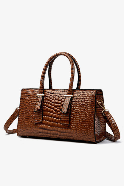 Textured PU Leather Handbag - Premium Handbags from Trendsi - Just $66.99! Shop now at Handbags Specialist Headquarter